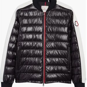 Moncler Arroux Down Bomber Jacket Shiny Black and White Puffer Jacket